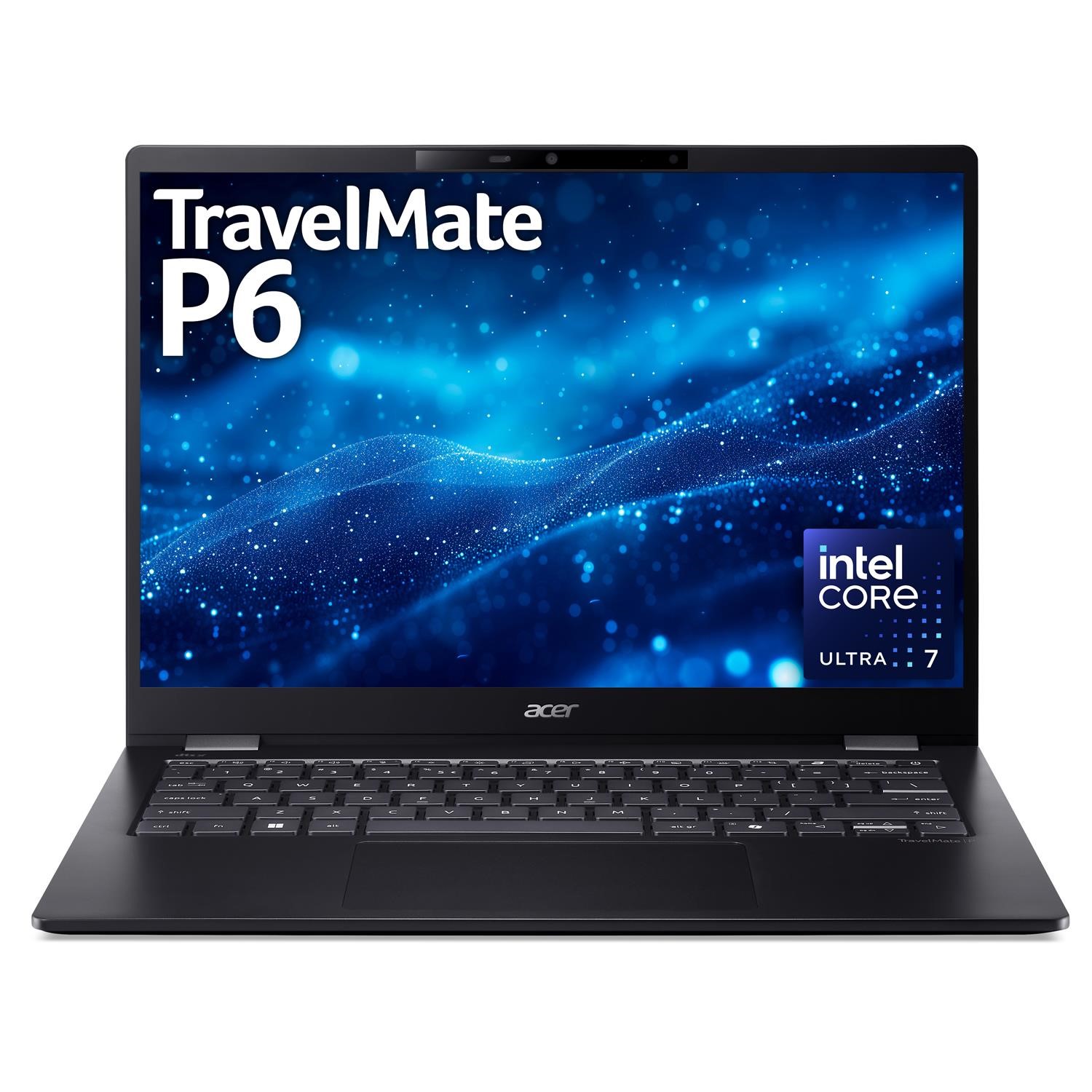 Acer Travelmate P6 Intel Core Ultra 7 16GB RAM 512GB SSD 14 Inch Windows 11 Laptop Black, Laptops Direct - NX.BJLEK.001