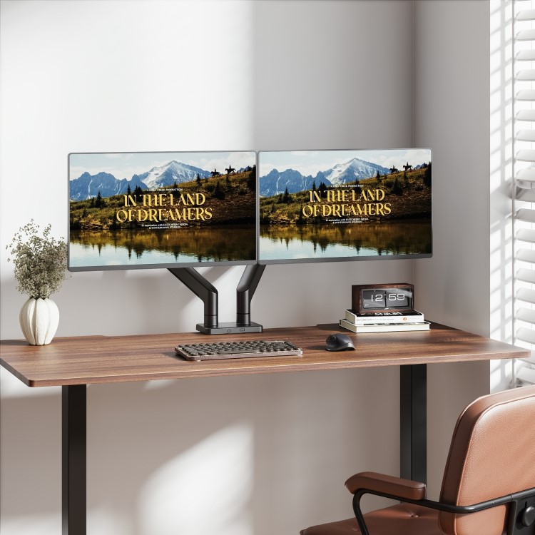 Box Opened electriQ Premium Spring Assisted Dual Monitor Arm