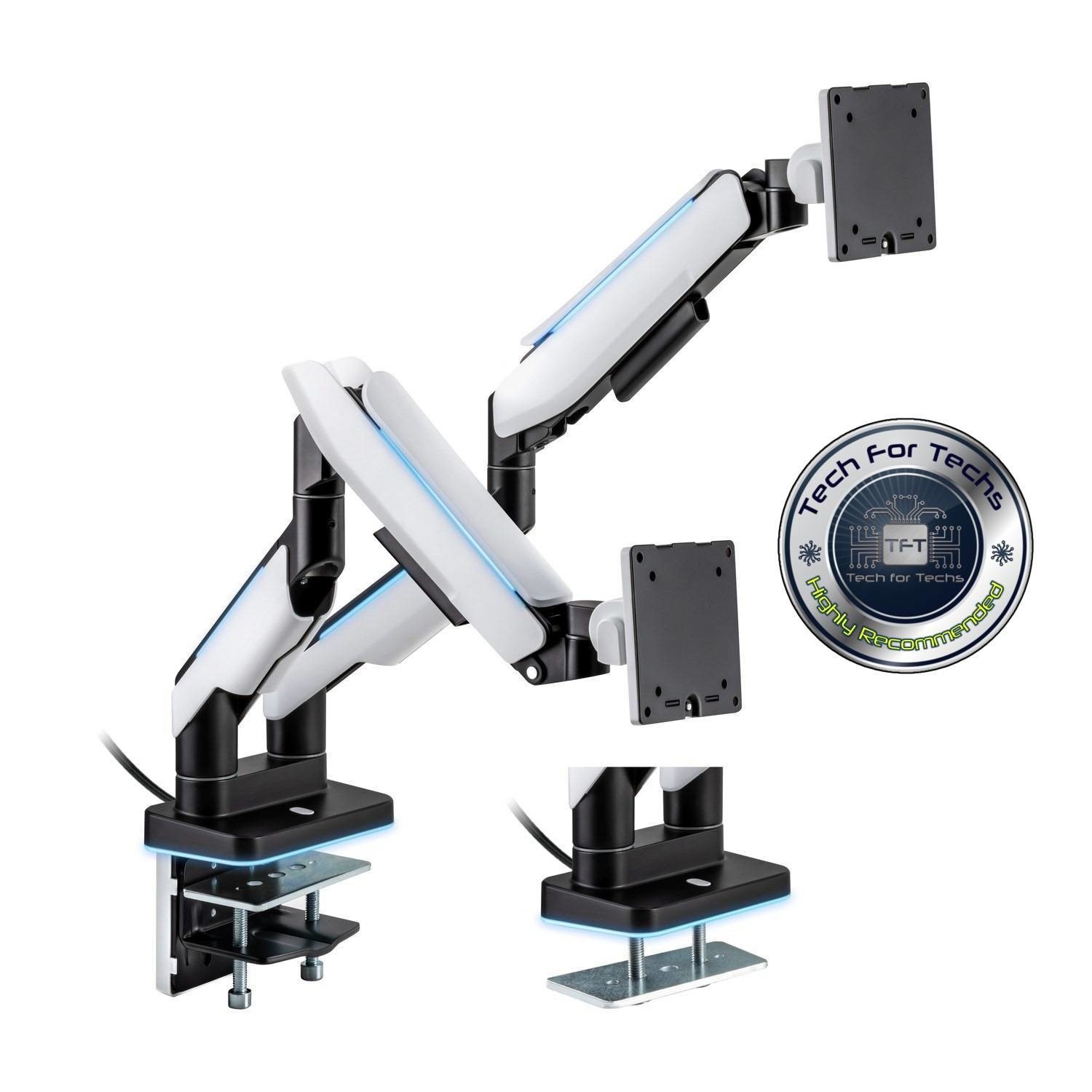 electriQ Premium Gaming Dual Monitor Arms with RGB