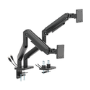 electriQ Dual Premium Monitor Arm with USB A/C Ports For Up to x2 45" Screen