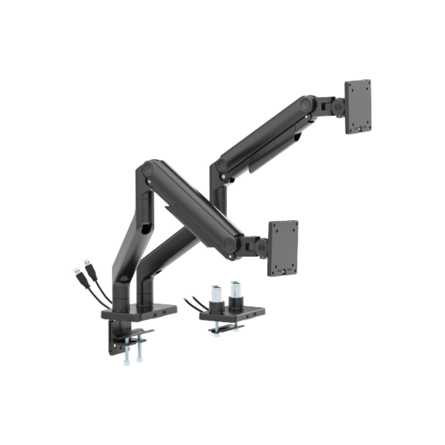 electriQ Dual Premium Monitor Arm with USB A/C Ports For Up to x2 45 Screen