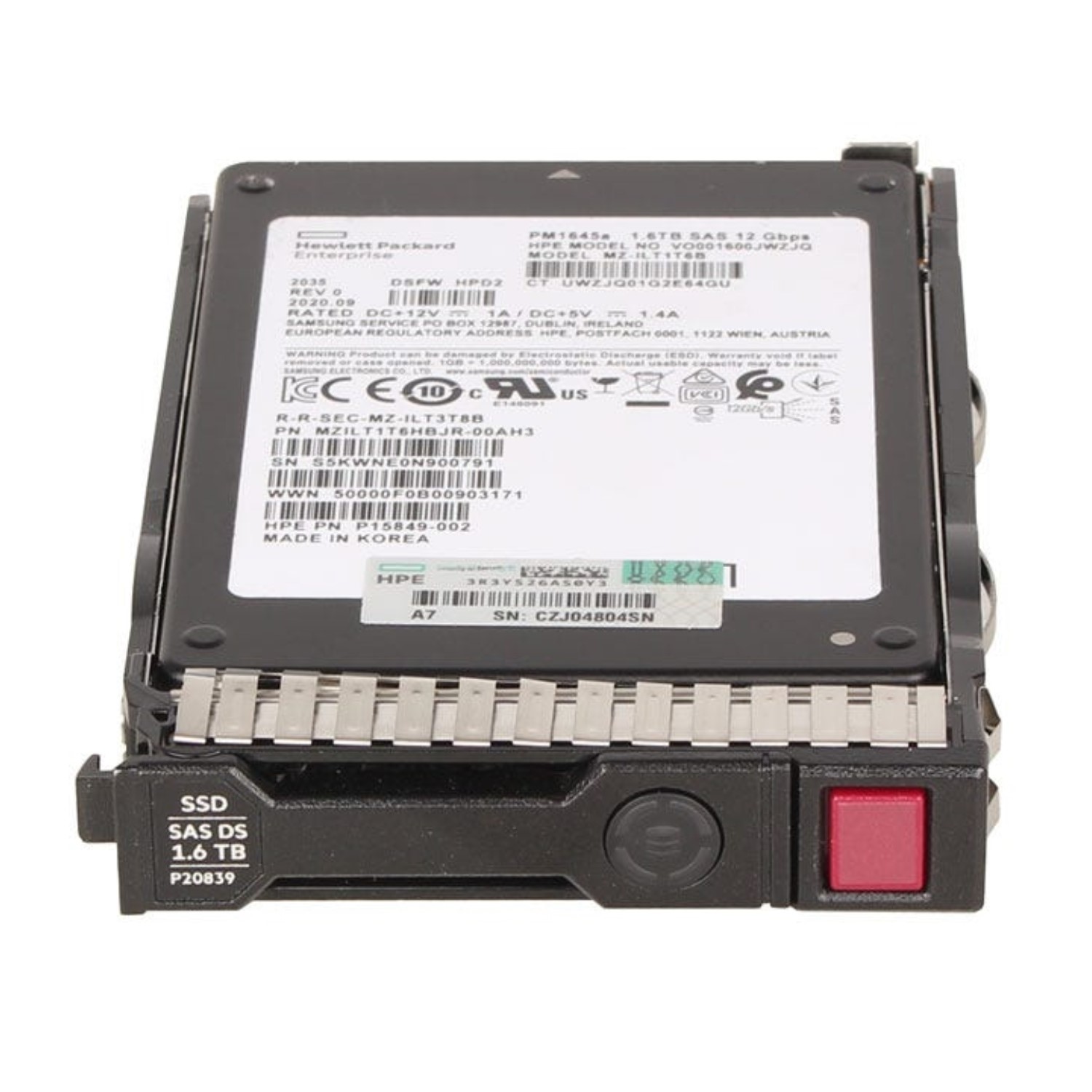 HPE 1.6TB SAS MU SFF SC SSD