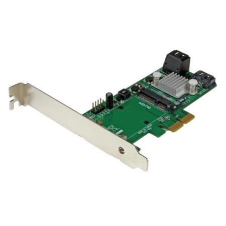StarTech.com 3 Port PCI Express 2.0 SATA III 6 Gbps RAID Controller Card w/ mSATA Slot and HyperDuo 