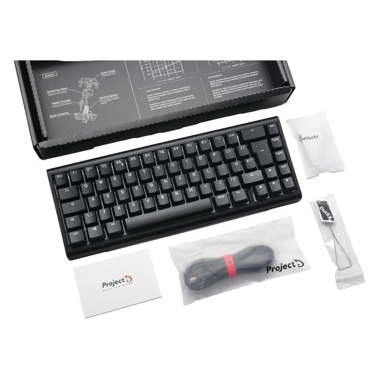 Ducky ProjectD Tinker 65 Mechanical Cherry MX Red RGB Wired Customisable Gaming Keyboard Black