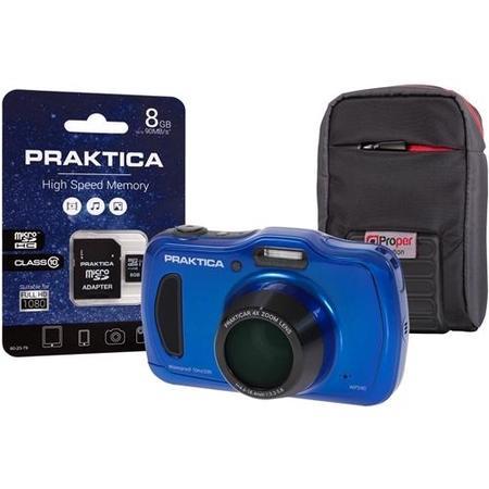 PRAKTICA Luxmedia WP240 Waterproof Compact Digital Camera + 8GB SD Card + Camera Case