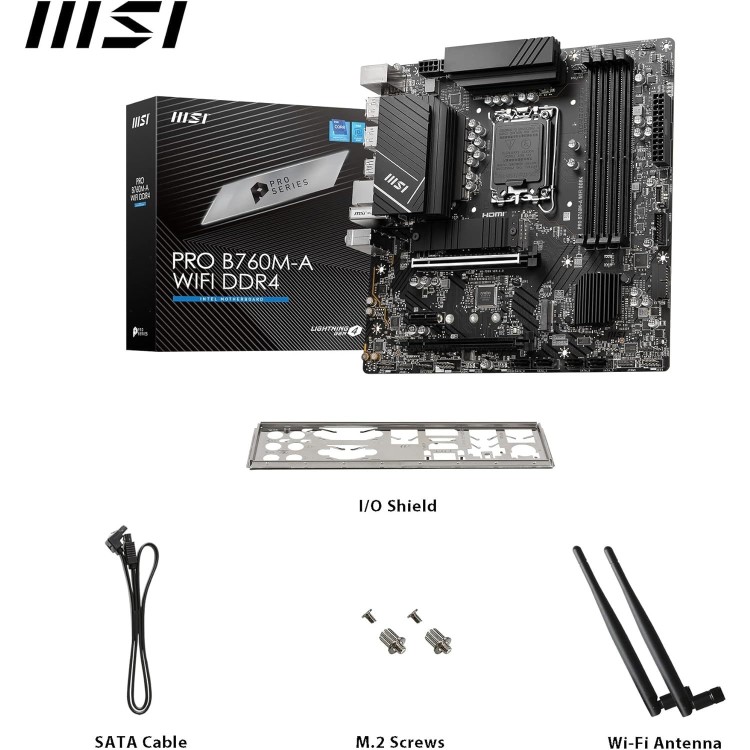 MSI PRO B760M-A Wi-Fi Intel B760 LGA 1700 DDR5 Micro ATX Motherboard