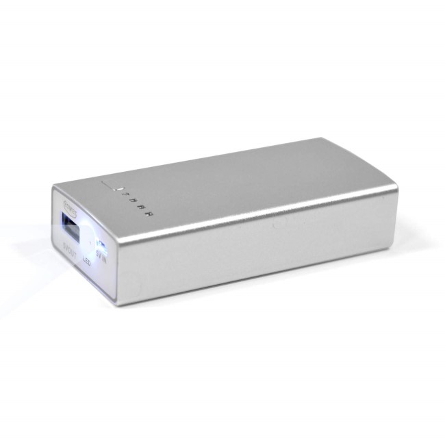 Dual USB 5200mAh Portable Power Bank In Silver For iphone & Android Phones & Dash Cams