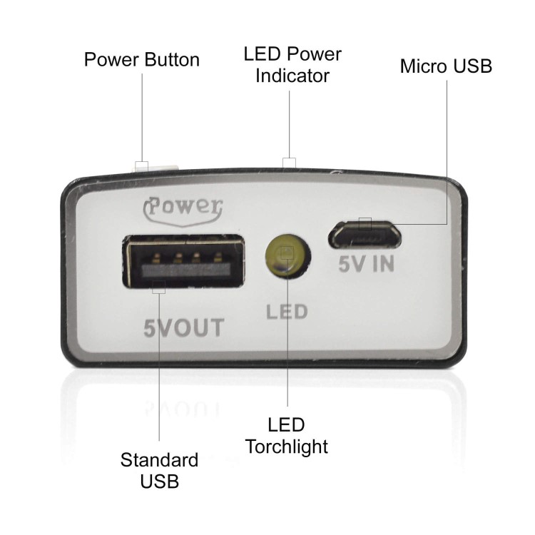 Dual USB 5200mAh Portable Power Bank In Silver For iphone & Android Phones & Dash Cams