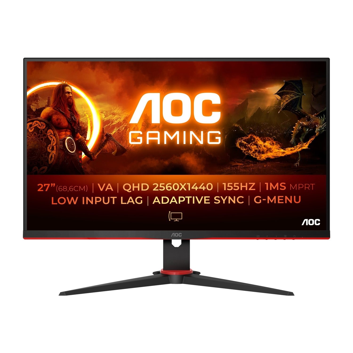 AOC AGON Gaming Monitor 27 Inch QHD 155Hz FreeSync Q27G2E