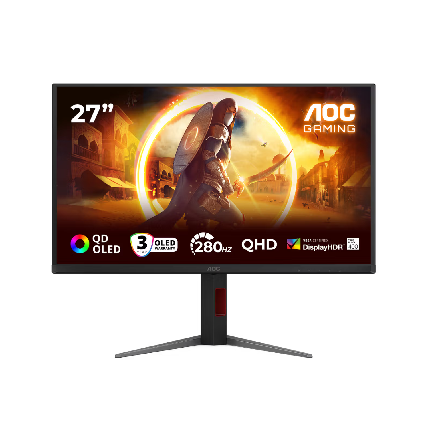 Laptops Direct - AOC Q27g4zd 27 Qhd Oled 280Hz 0.3Ms Gaming Monitor Black, Red - Q27G4ZD