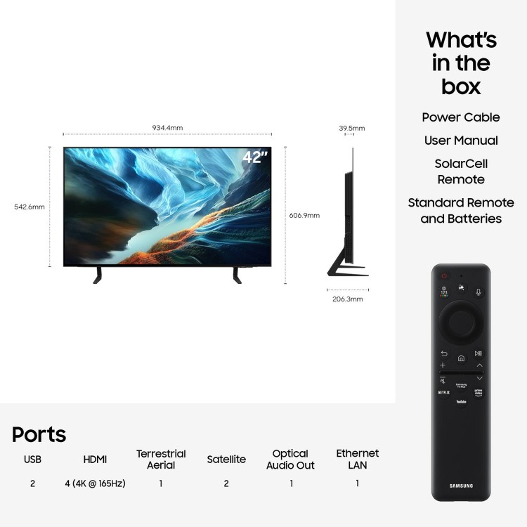 Samsung QE42S90HAEXXU 42" OLED 4K Smart TV – Samsung S90H Ultra HD HDR Tizen TV with Dolby Atmos & Gaming Features
