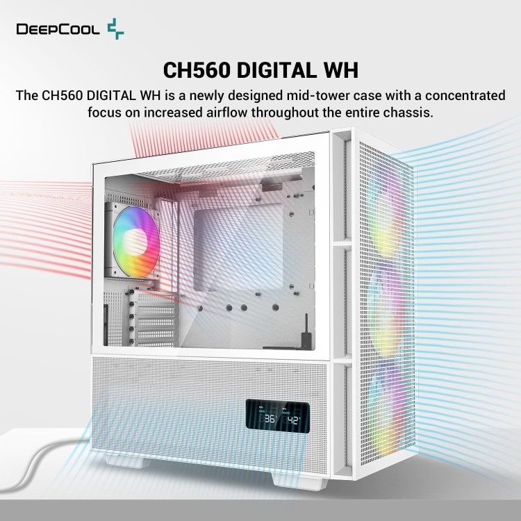 DeepCool CH560 Digital ARGB Gaming PC Case White