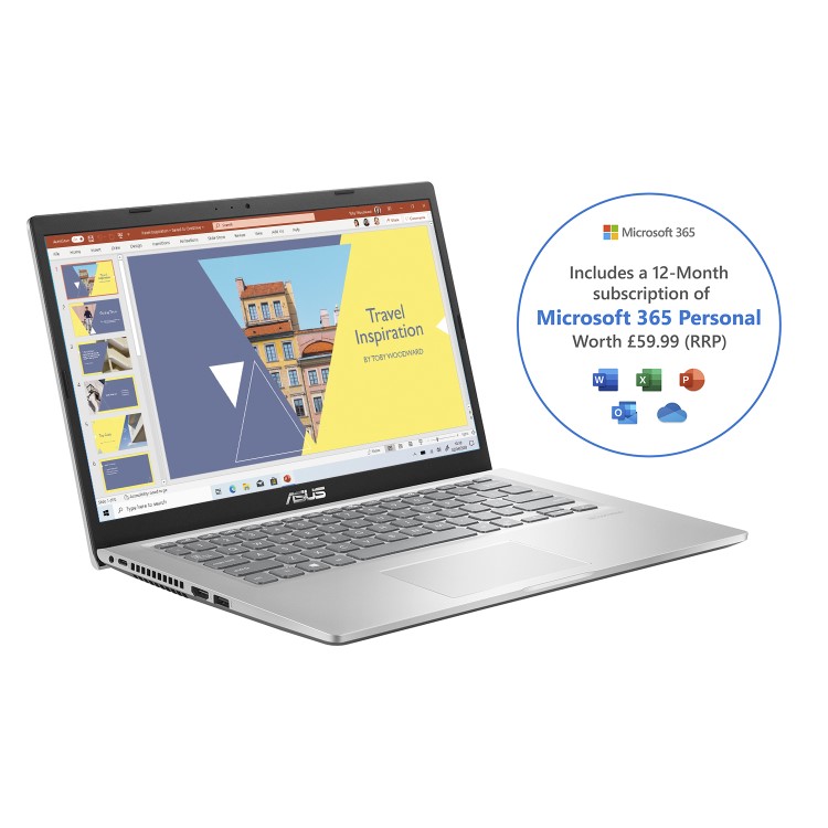 Asus R465JA Core i3-1005G1 4GB 128GB SSD 14 Inch Full HD Windows 10 S Laptop Inc 1 Year Office 365 