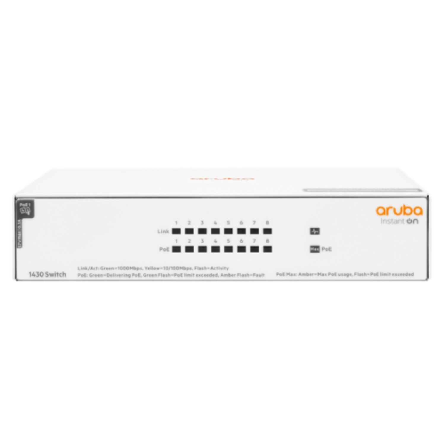 Laptops Direct - Hewlett Packard Hpe Aruba Instant On 1430 8G 8-Port Class4 Poe L2 Unmanaged Rack-Mountable Switch 64W White - R8R46A