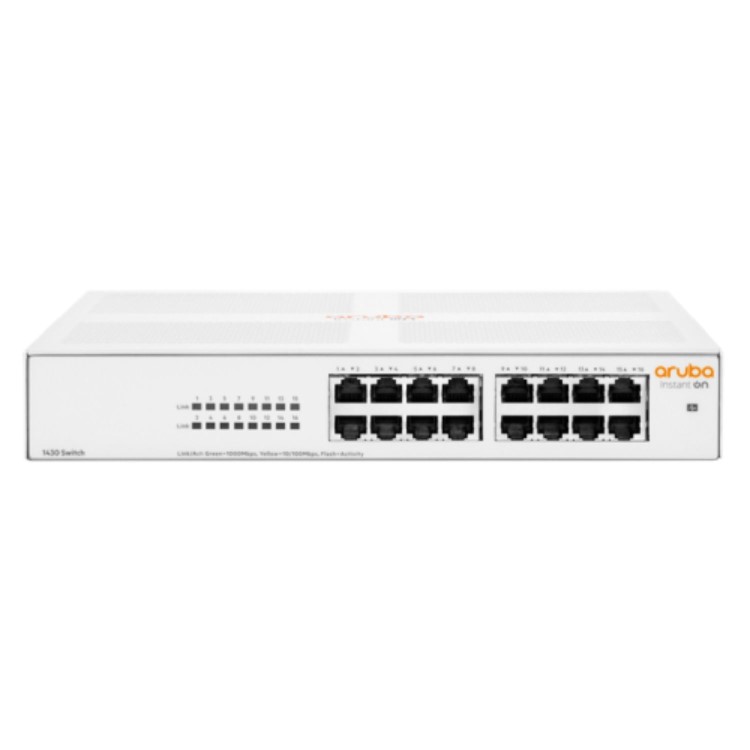 HPE Aruba Instant On 1430 16G 16-Port Class4 PoE L2 Unmanaged Rack-mountable Switch Chassis 124W - BTO