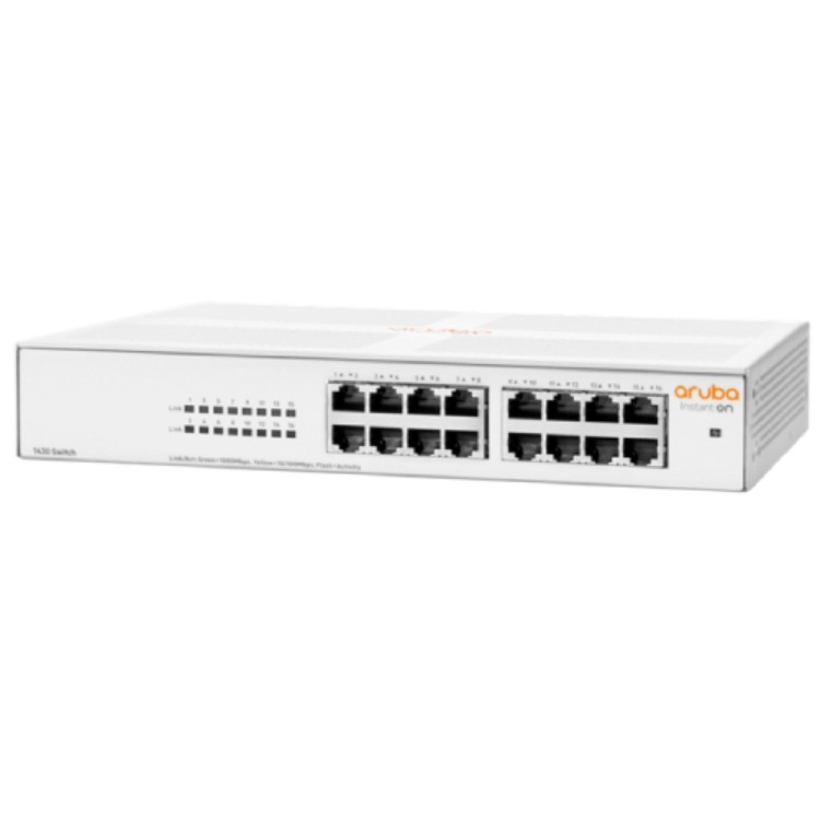 HPE Aruba Instant On 1430 16G 16-Port Class4 PoE L2 Unmanaged Rack-mountable Switch Chassis 124W - BTO