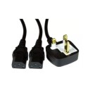 RB-333W OEM 2 Meter UK To 2x C13 Mains Splitter Black Cable