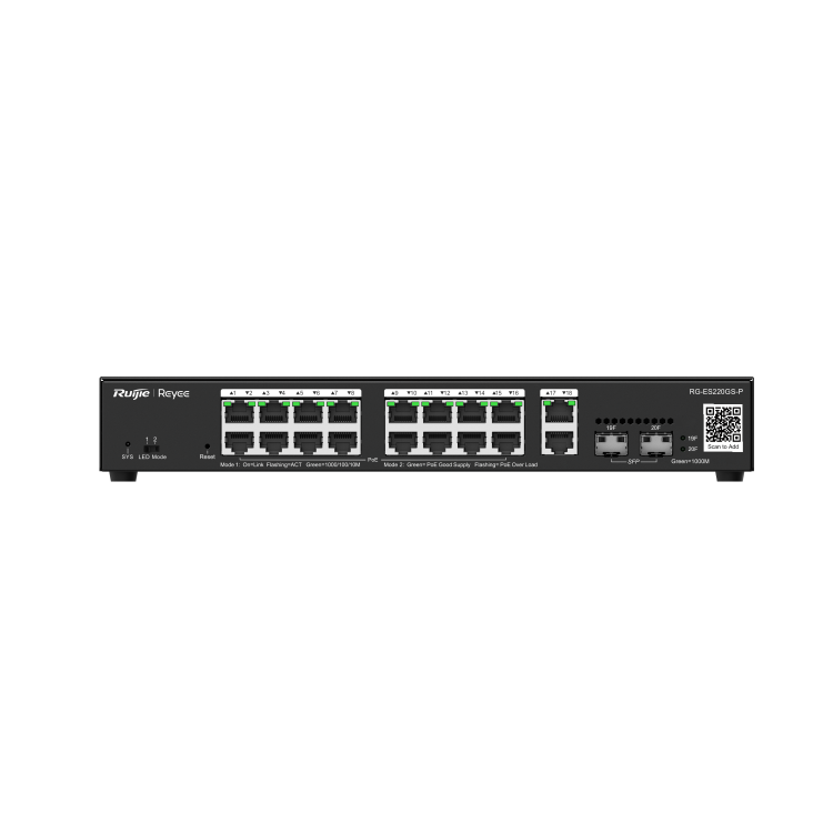 Ruijie Reyee RG-ES220GS-P 20-Port Gigabit Ethernet PoE+ Rack-Mountable Smart Managed Switch
