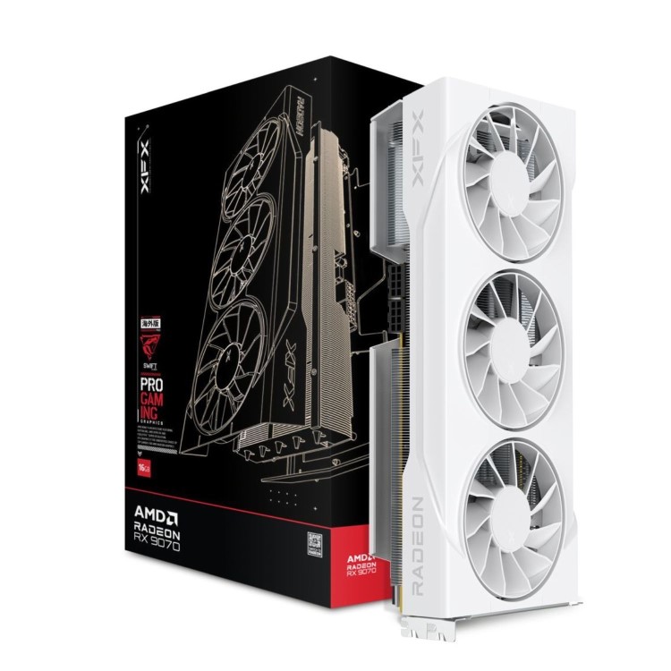 XFX Swift AMD Radeon RX 9070 OC White Triple 90mm Fan 16GB Graphics Card