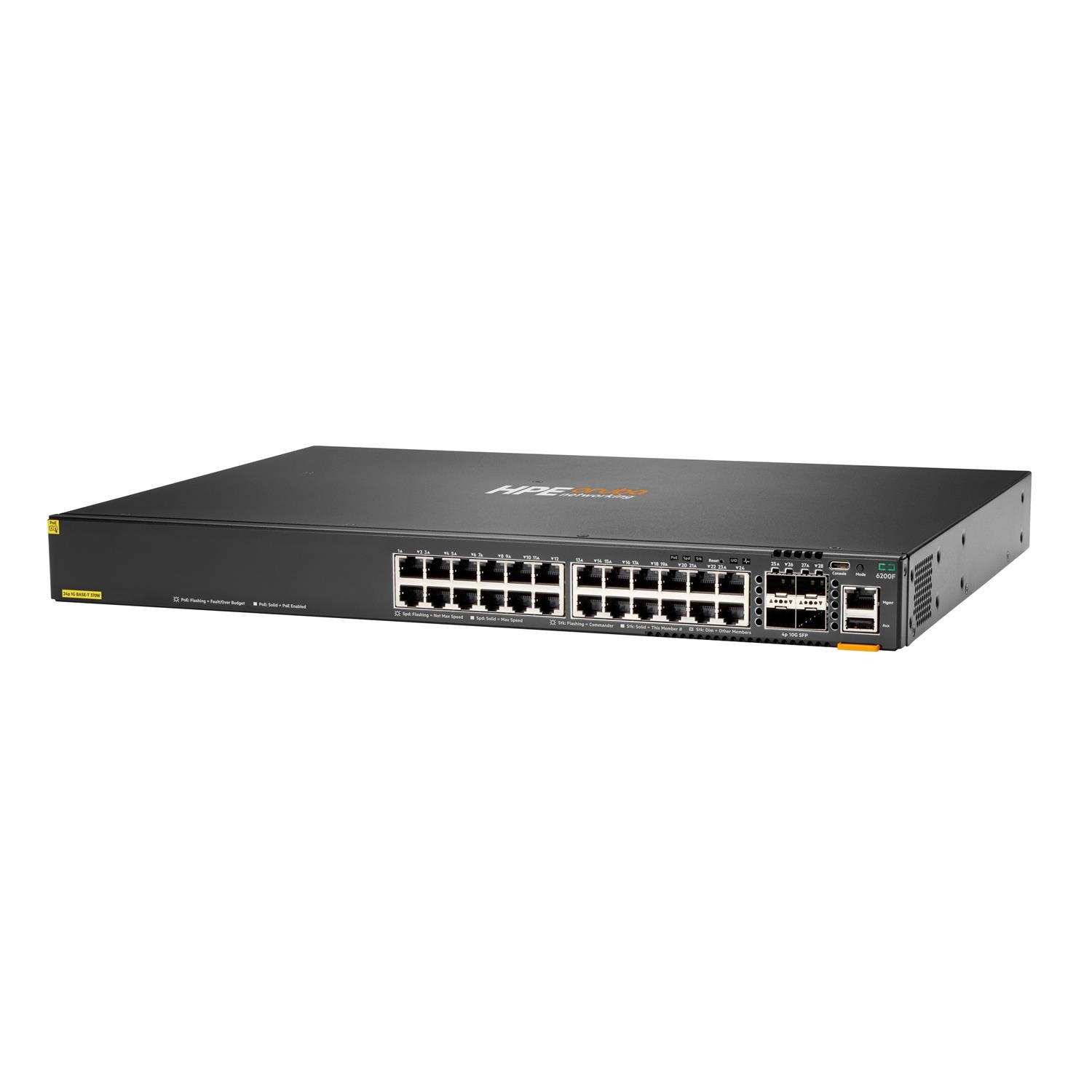 HPE Aruba Networking C Port 6200F 24 Port Class4 PoE+ SFP+ L3 Managed Rack mountable Switch 370W