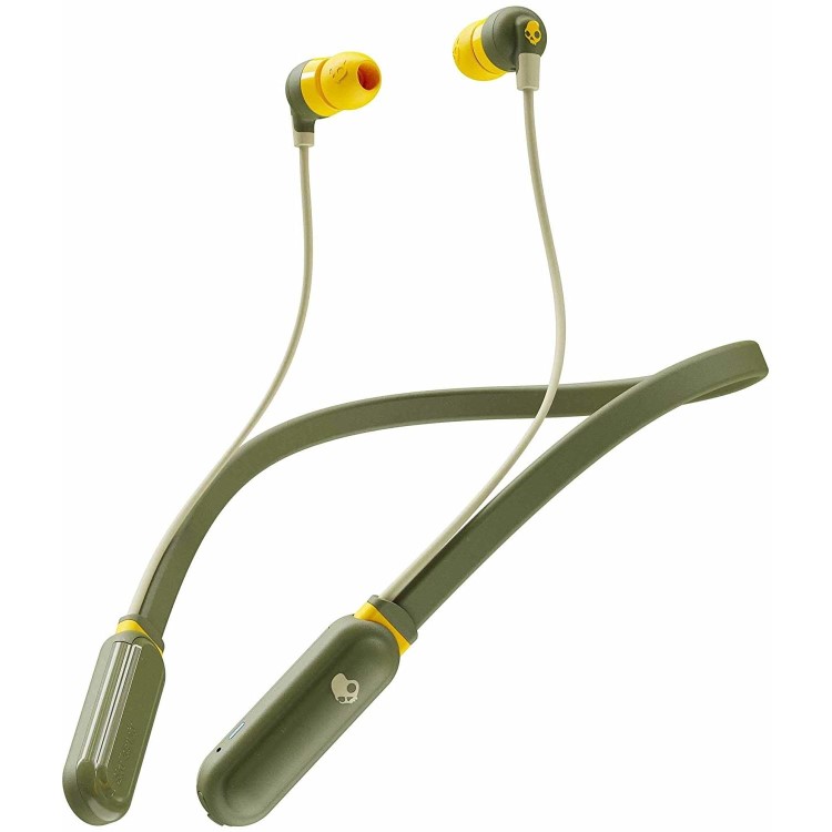Skullcandy Ink'd+ - Wireless Earphones w/Mic - Moss/Olive/Yellow