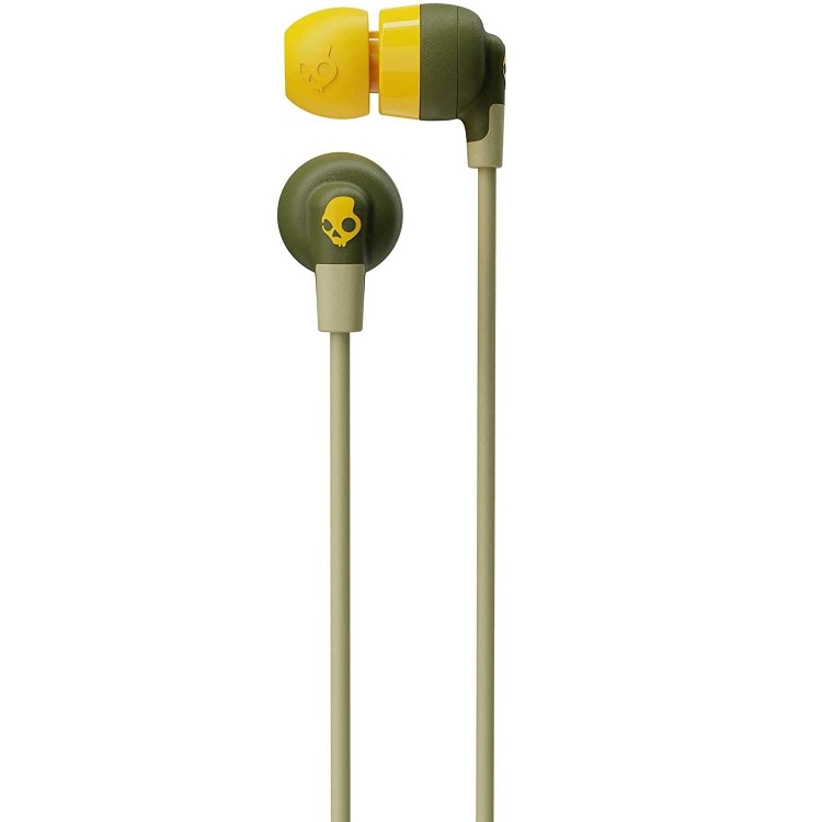 Skullcandy Ink'd+ - Wireless Earphones w/Mic - Moss/Olive/Yellow