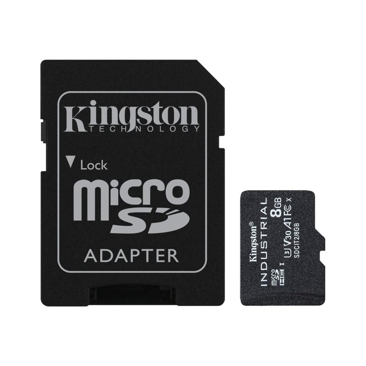 Kingston Industrial 8GB Flash Memory Card + microSDHC to SD Adapter Included