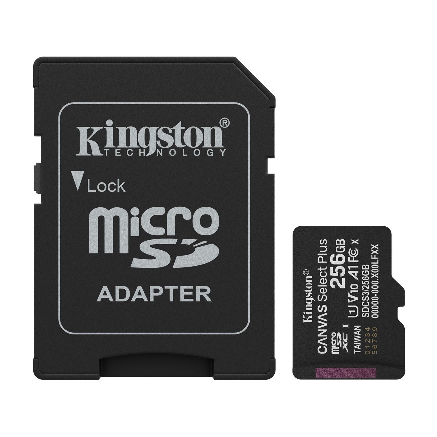 Kingston Canvas Select Plus 256GB microSDXC UHS-I Memory Card + microSD to SD adapter
