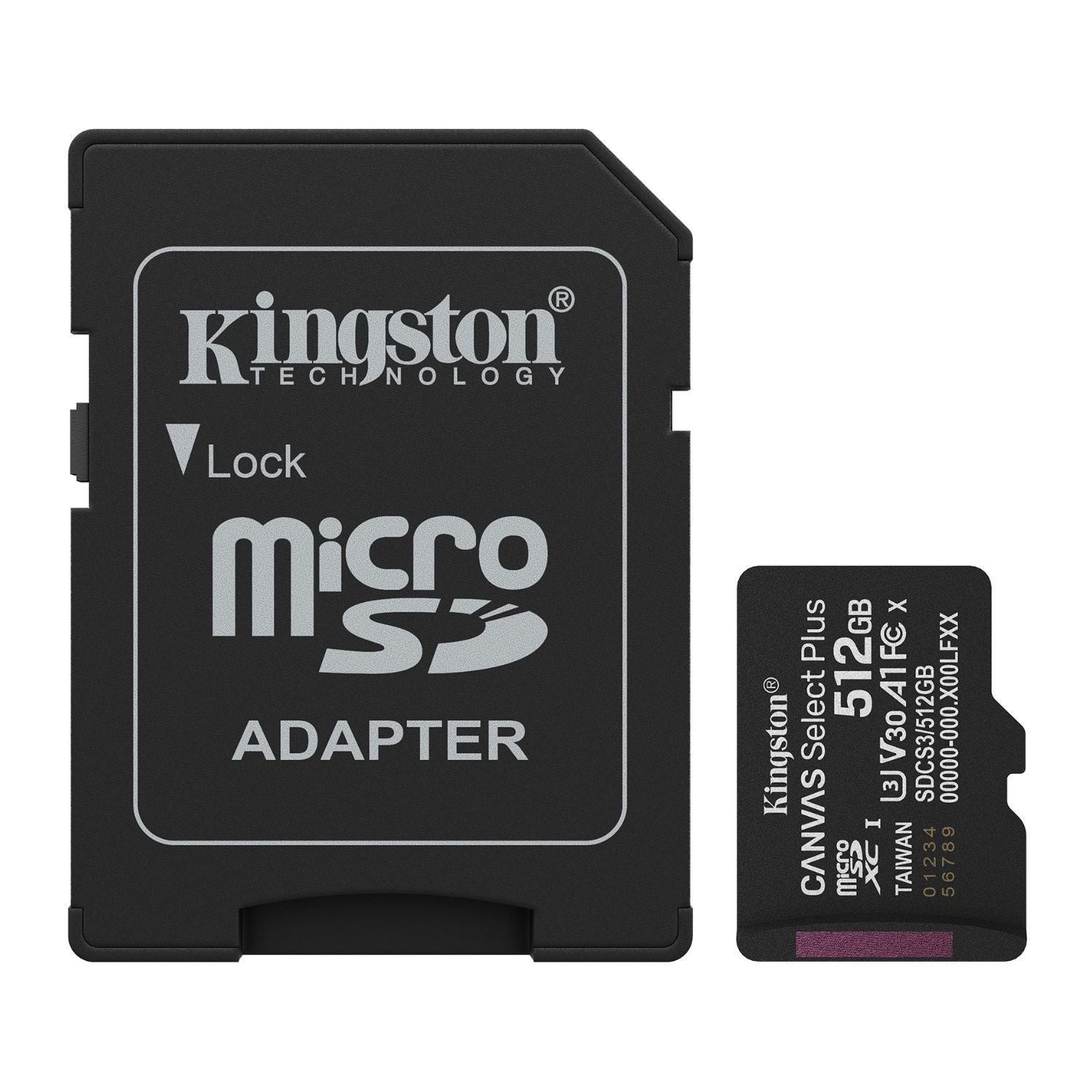Kingston Canvas Select Plus MicroSD Card - 512GB, 150MB/s Read Speed, microSDXC, A1 Class, Includes SD Adapter