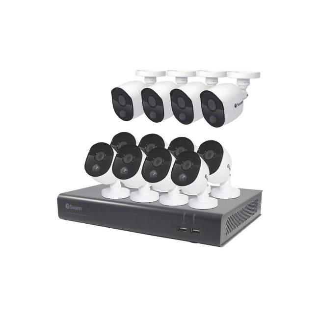 Swann CCTV System - 16 Channel 1080p HD DVR with 12 x 1080p Thermal Sensing Cameras & 1TB HDD