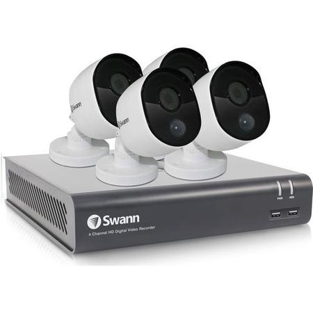 GRADE A1 - Swann CCTV System - 4 Channel 1080p DVR with 4 x 1080p Thermal Sensing Cameras & 1TB HDD with Google Assistant