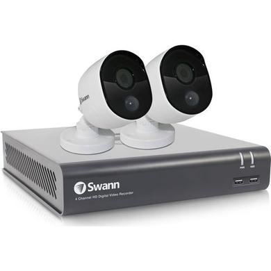GRADE A1 - Swann CCTV System - 4 Channel 1080p DVR with 2 x 1080p Thermal Sensing Cameras & 1TB HDD - works with Google Assistant
