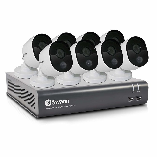 GRADE A1 - Swann CCTV System - 8 Channel 1080p DVR with 8 x 1080p Thermal Sensing Cameras & 1TB HDD - works with Google Assistant 