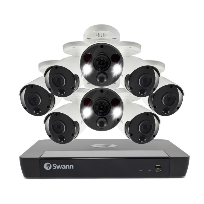 GRADE A2 - Swann CCTV System - 16 Channel 4K Ultra HD NVR with 6 x 4K Thermal Sensing Spotlight Cameras & 2 Spotlight Cameras - 2TB HDD 