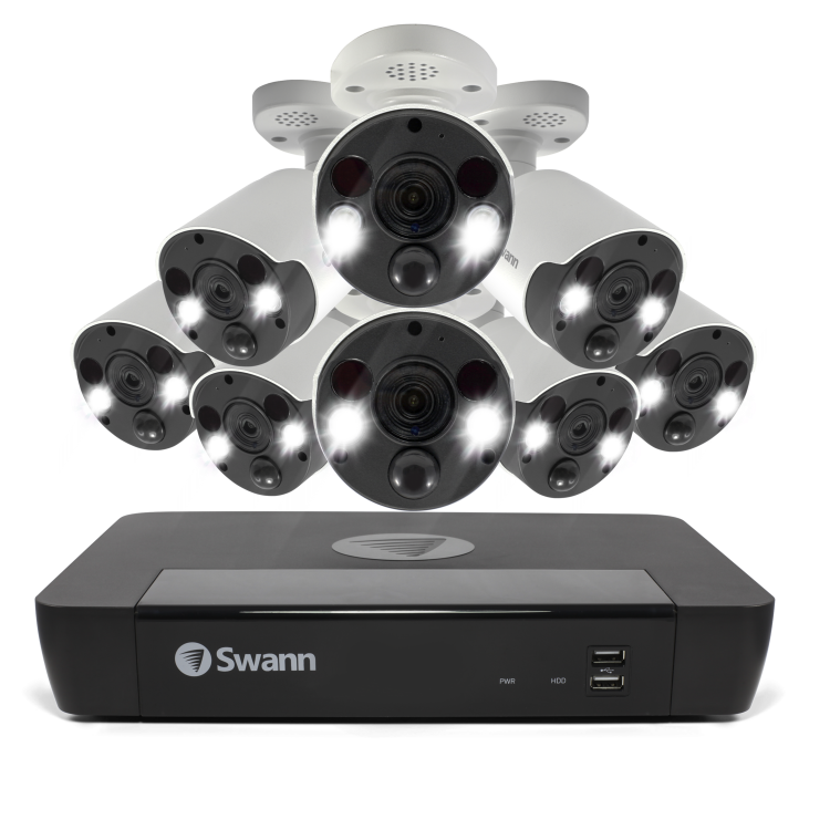 Swann CCTV System - 8 Channel 4K Ultra HD NVR with 8 x 4K Thermal Sensing Spotlight Cameras & 2TB HDD