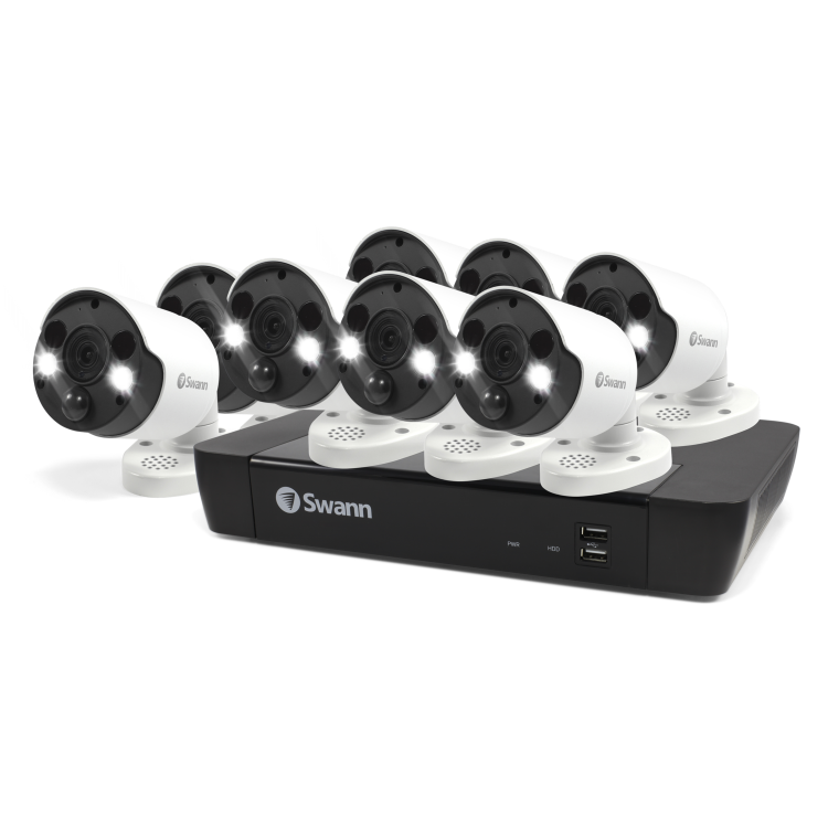 Swann CCTV System - 8 Channel 4K Ultra HD NVR with 8 x 4K Thermal Sensing Spotlight Cameras & 2TB HDD