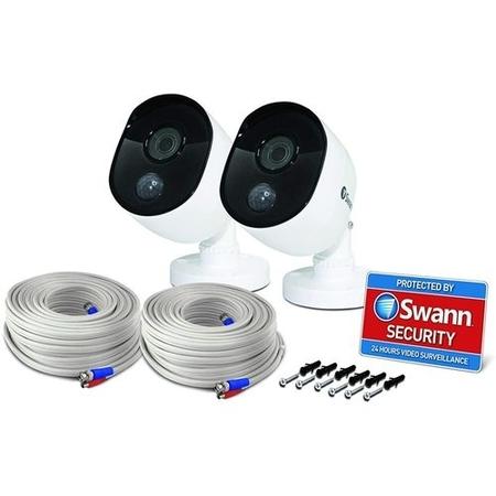 Swann 1080p Heat Sensing White Analogue Bullet Camera - 2 Pack