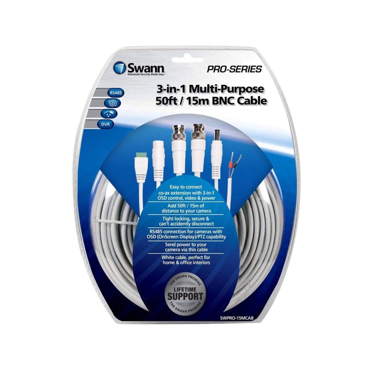 Swann 15m 3-in-1 Multi-Purpose BNC Cable for Swa