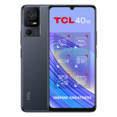 TCL 40 SE Dark Grey 6.75" 128GB 4G Unlocked & SIM Free Smartphone