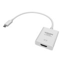 TC-USBCHDMI Vision USB-C to HDMI Adaptor. Plugs into the USB-C port on your laptop and provides a female HDMI port to connect to a display or projector. Extend or clone your desktop in the no