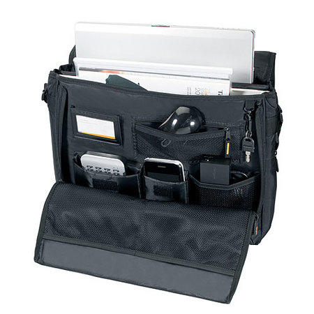 Targus 17" Laptop Messenger Case - Black/Silver with Yellow Stitching