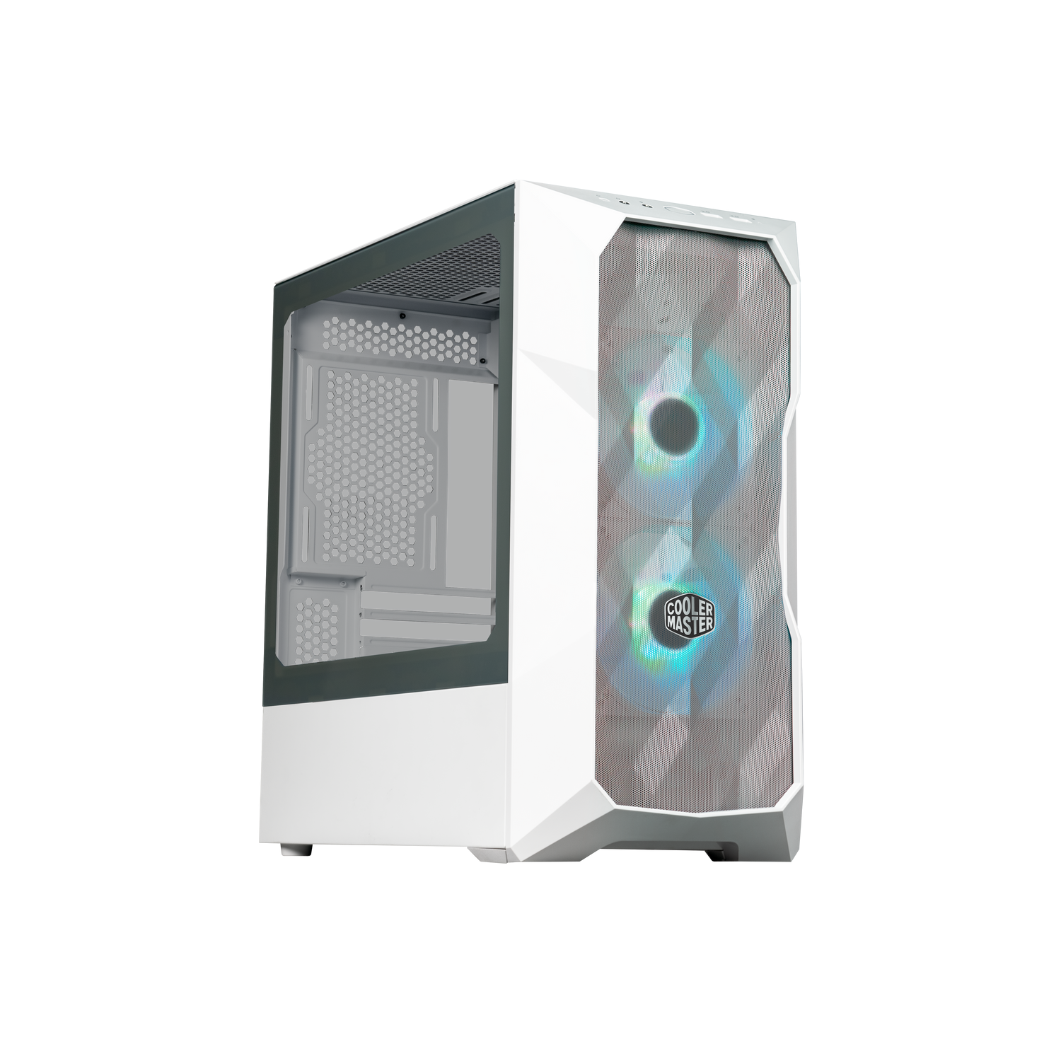Cooler Master TD300 Mesh PC Enclosure - Mini Tower, 2 x 120mm ARGB Fans for Strong Airflow, Micro-ATX and Mini-ITX MB Compatible, Tempered Glass Side Panel, Removable Top, ARGB/PWM Hub