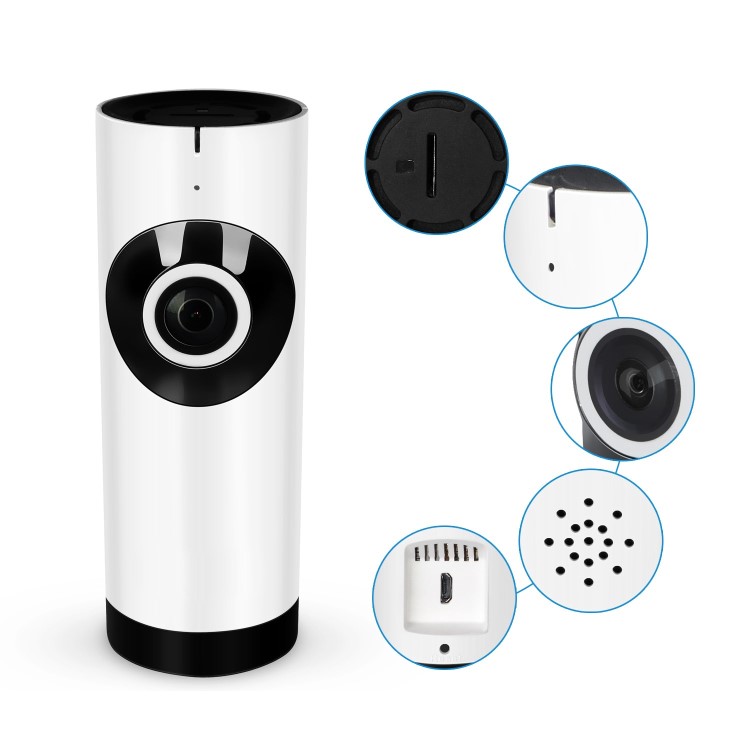 GRADE A1 - electriQ 180 degree HD 720p Indoor Wifi Camera with Two-Way Audio & Night Vision