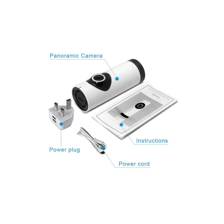 GRADE A1 - electriQ 180 degree HD 720p Indoor Wifi Camera with Two-Way Audio & Night Vision