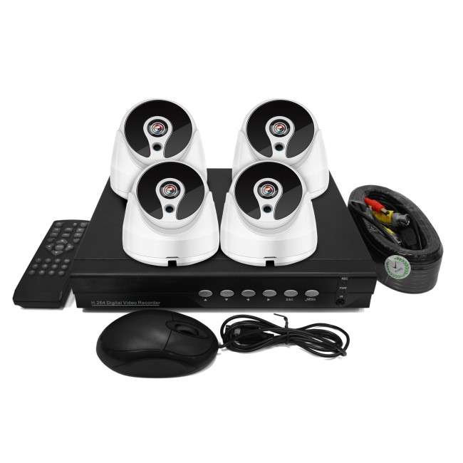 GRADE A1 - electriQ CCTV System - 8 Channel 1080p DVR with 4 x 720p Dome Cameras & 1TB HDD