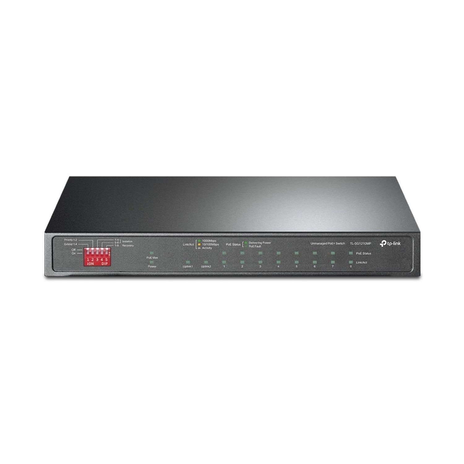 Tp-Link 10Port Gigabit Switch With 8-Port Poe+ Black, Laptops Direct - TL-SG1210MP