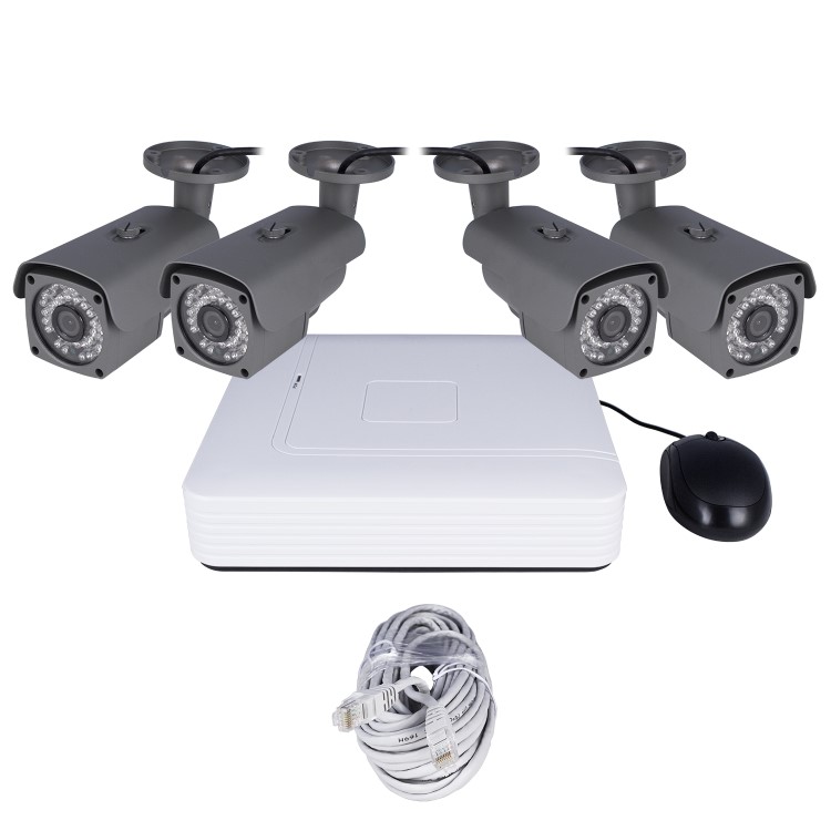 electriQ CCTV System - 4 Channel HD 1080p NVR with 4 x 1080p Bullet Cameras & 1TB HDD