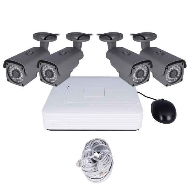 GRADE A1 - electriQ CCTV System - 4 Channel HD 1080p NVR with 4 x 1080p Bullet Cameras & 1TB HDD