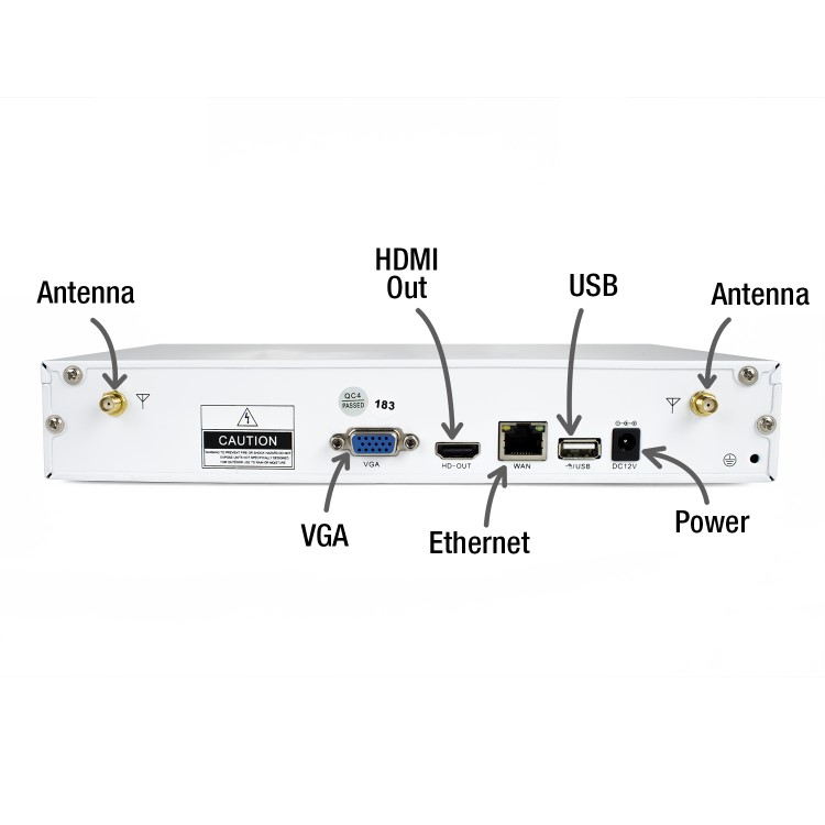 electriQ Wireless CCTV System - 4 Channel 1080p NVR with 4 x Bullet Cameras & 1TB HDD