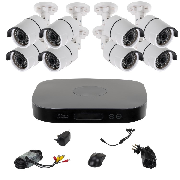 electriQ 8 Camera 1080p HD CCTV System with 2TB Hard Drive
